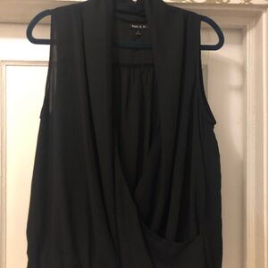 Sami & Jo Black Sleeveless Drape Blouse